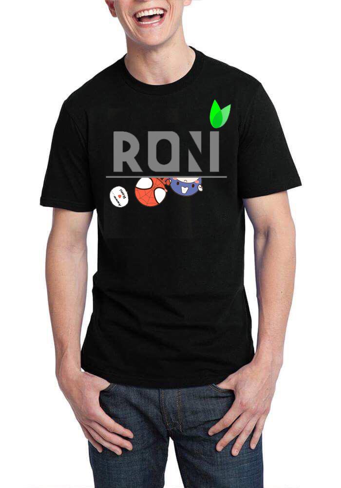 Roni Half Sleeve Black T-Shirt
