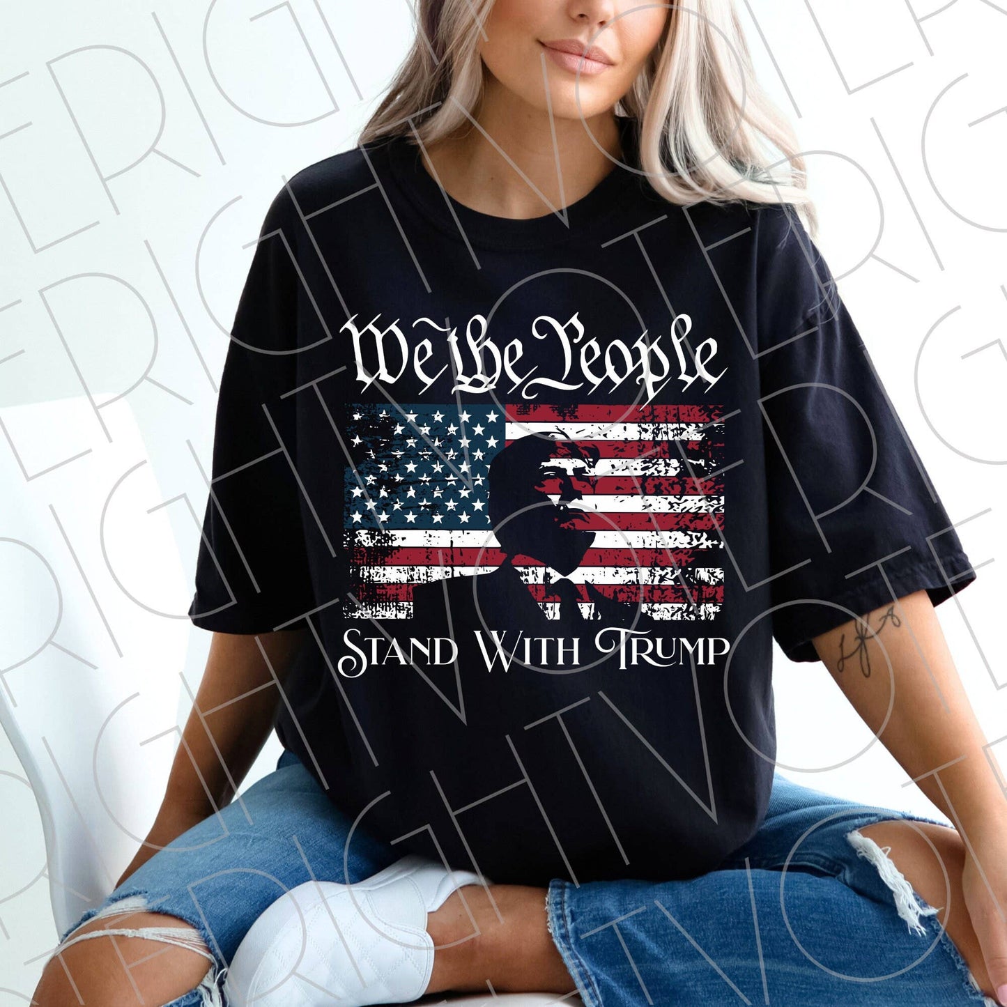 We the People Stand with Trump Distressed Patriotic T-Shirt