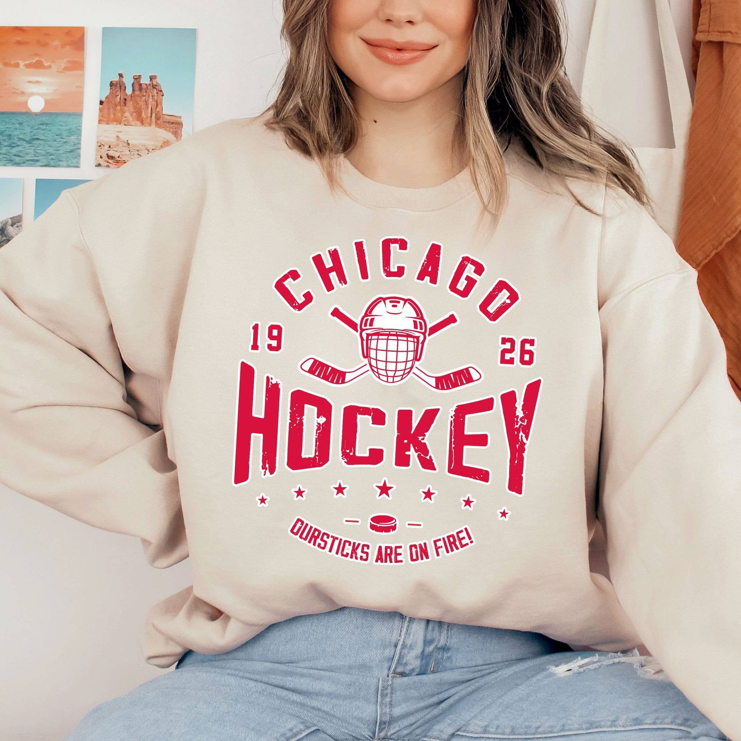 Vintage Chicago Blackhawk Ice Hockey Crewneck Sweatshirt