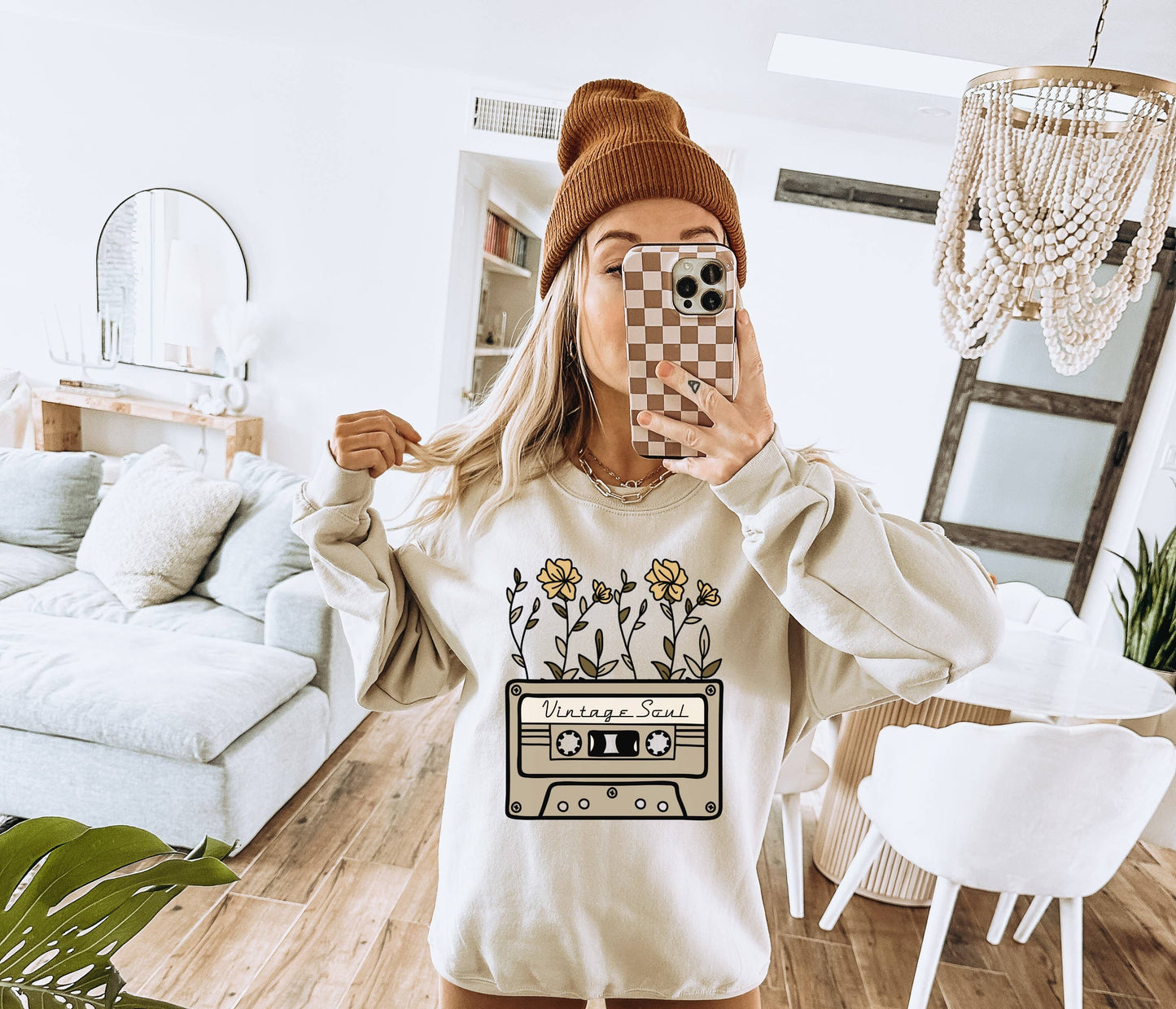 Cassette Vintage Soul Floral Crew Neck Sweatshirt