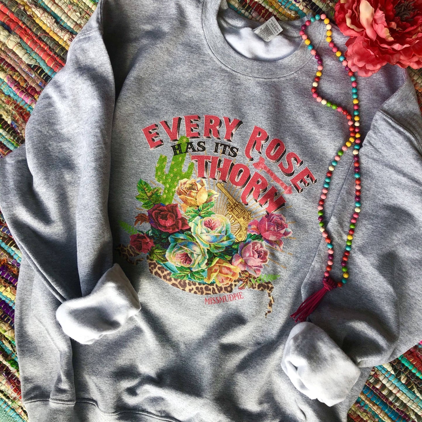Every Rose Has Its Thorn Sweatshirt - Heather Gray