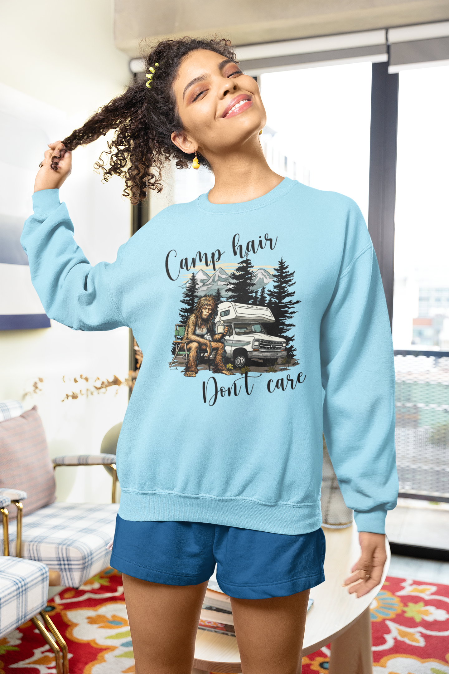 Camp Hair Don't Care Bigfoot Sweatshirt
