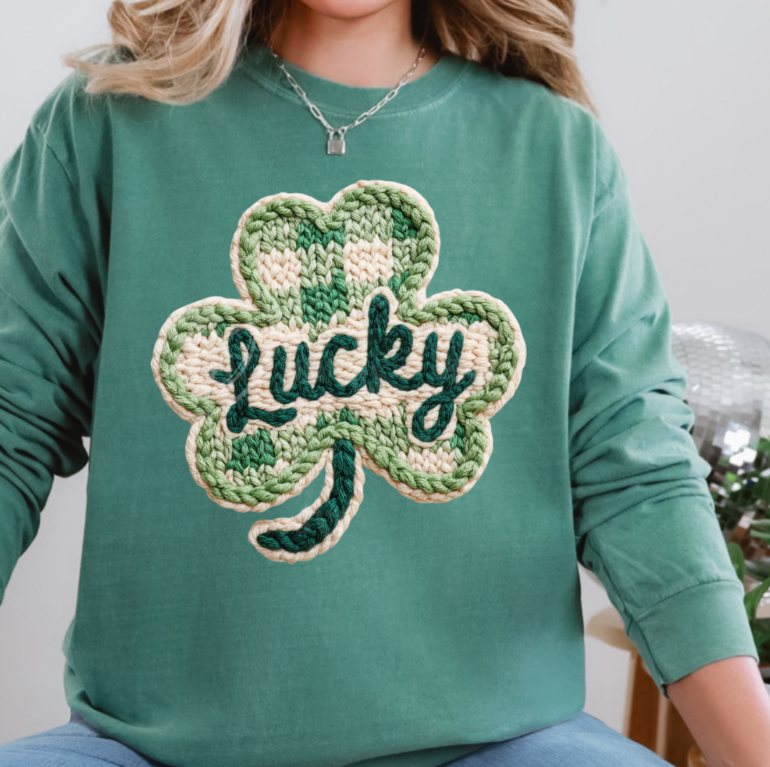 Faux Lucky Yarn Print Comfort Color Tee
