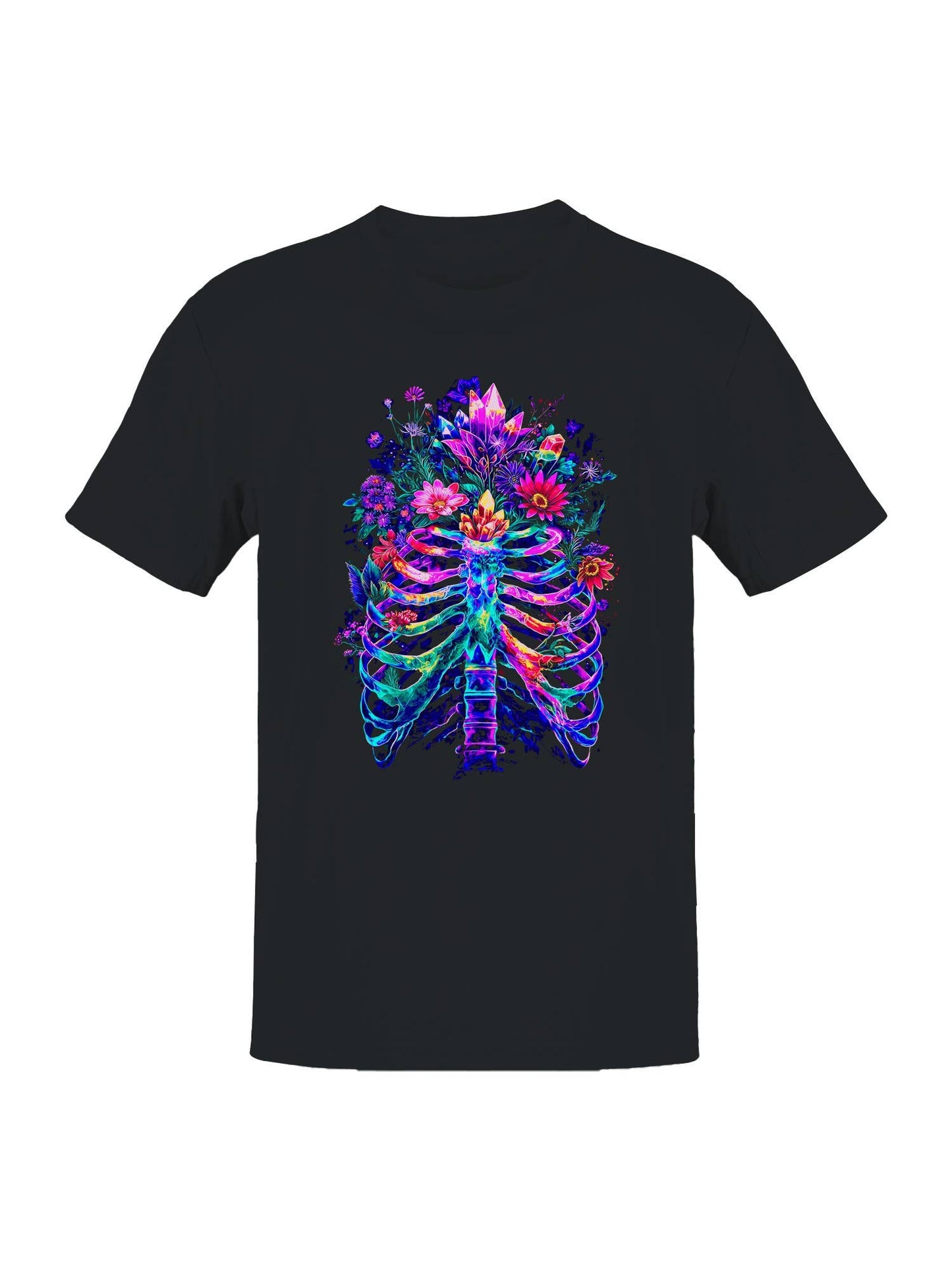 Vivid Floral Ribcage Art Men's T-Shirt