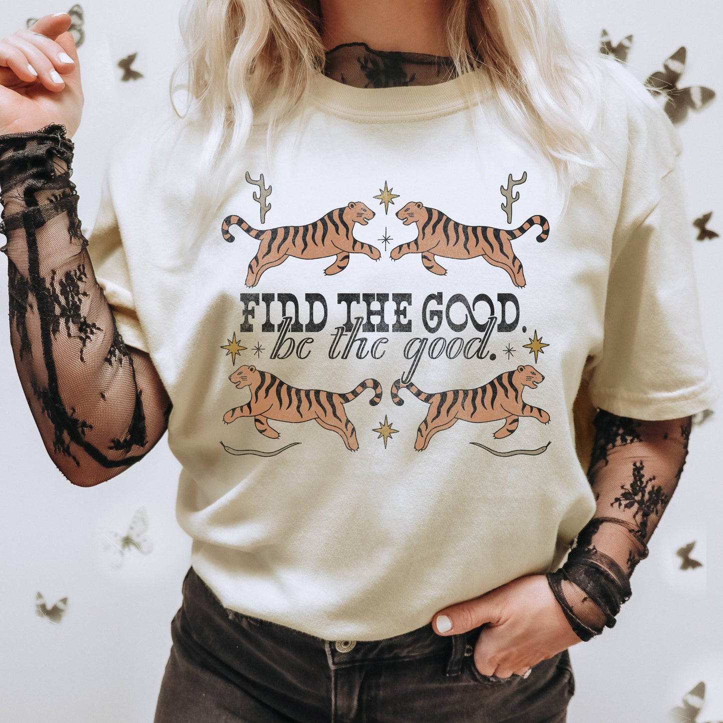 Find the Good Tiger Tee | Retro Boho T-Shirt