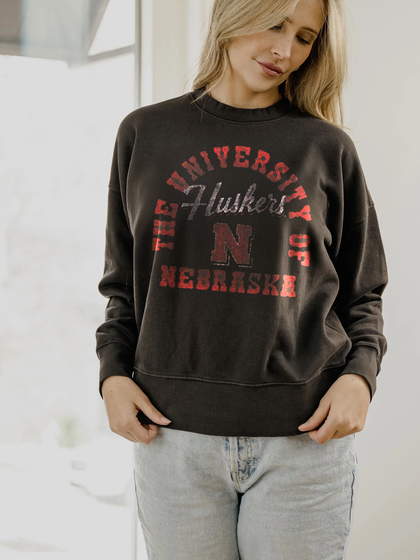 Nebraska Huskers Draft Charcoal Hi-Dive Sweatshirt