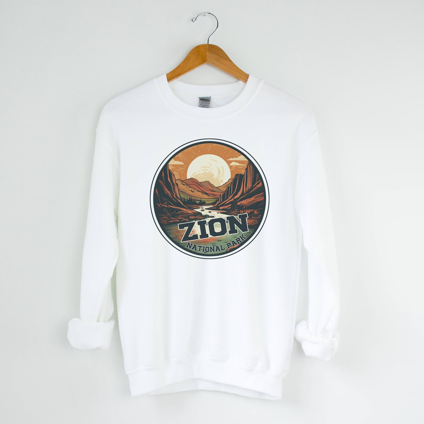 Zion White Crewneck Sweatshirt | National Park |Sizes S-2XL