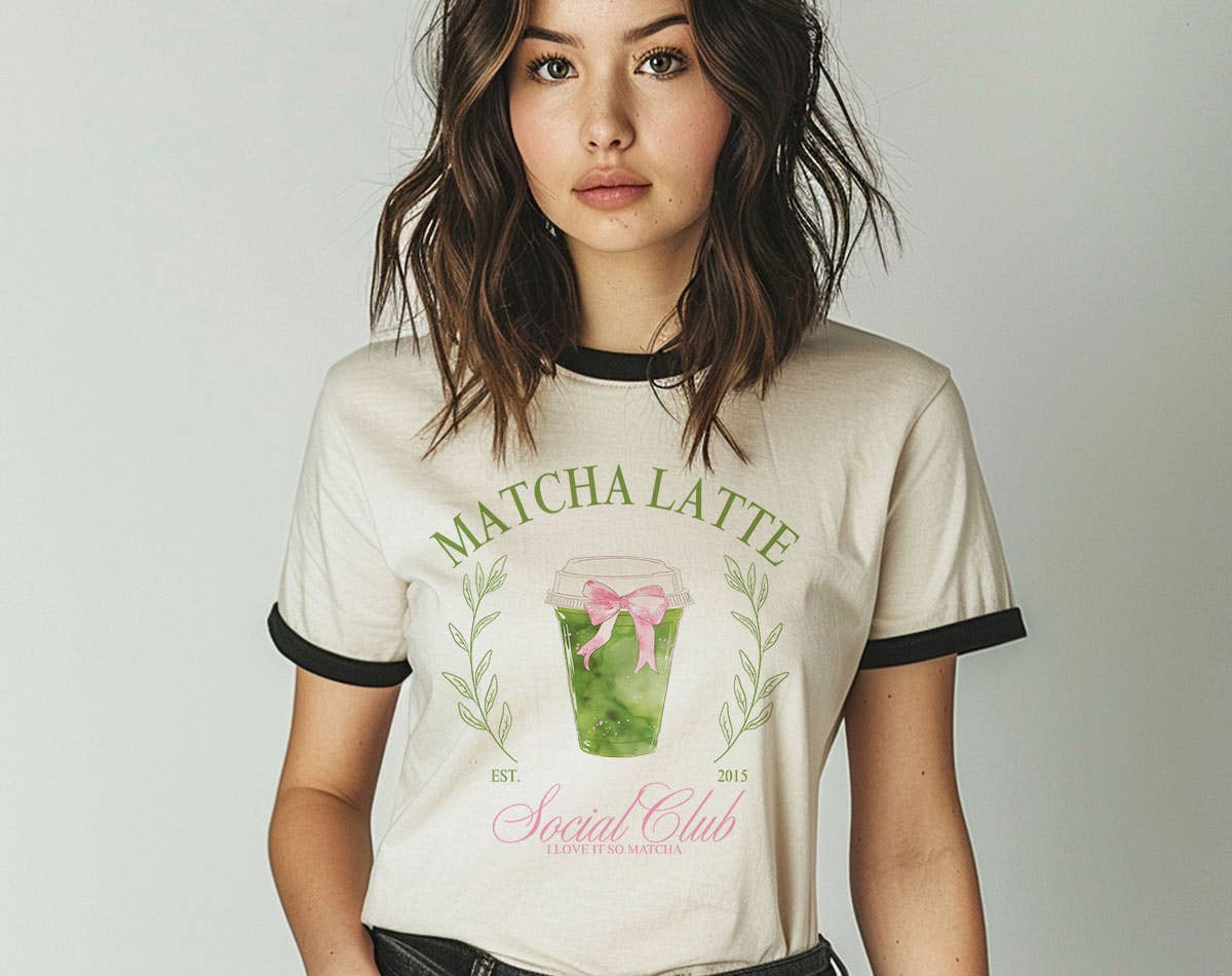 Matcha Latte Social Club - Cute Matcha Ringer Shirt