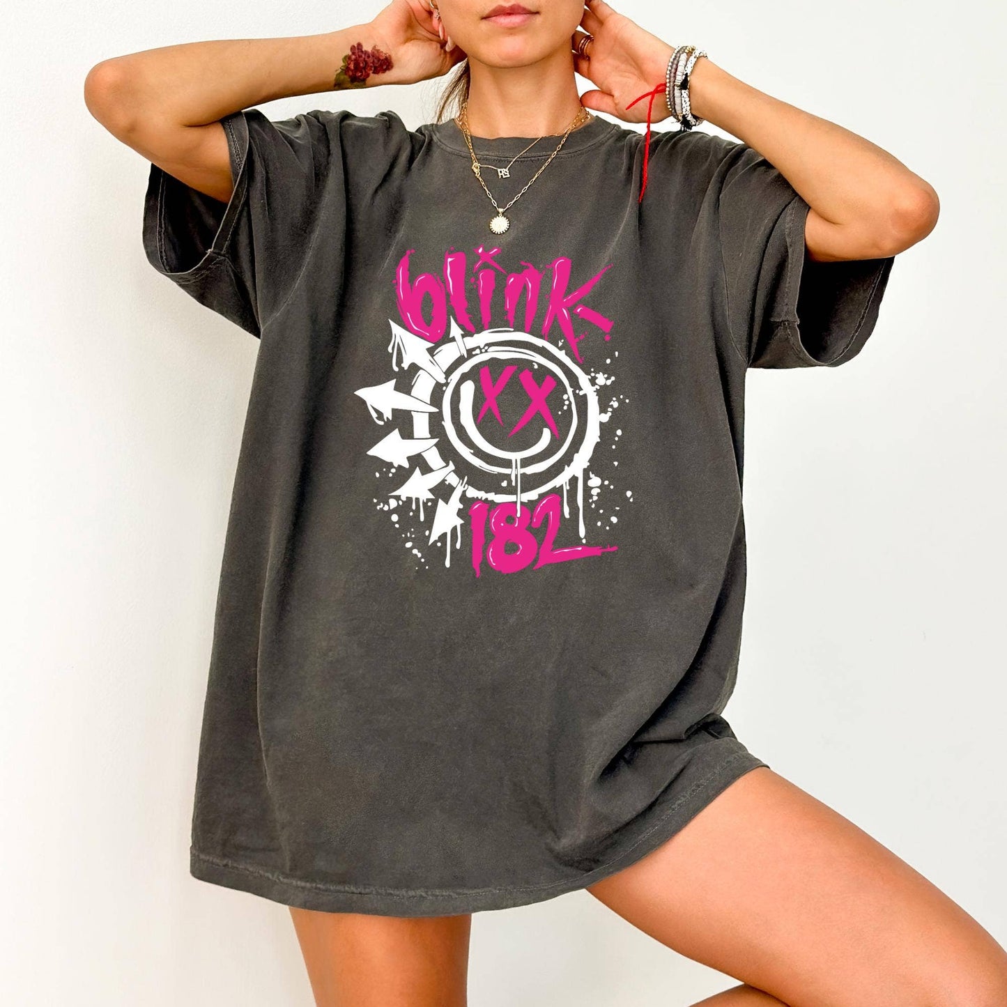 Retro Smile Face Blink 182 Rock Tee