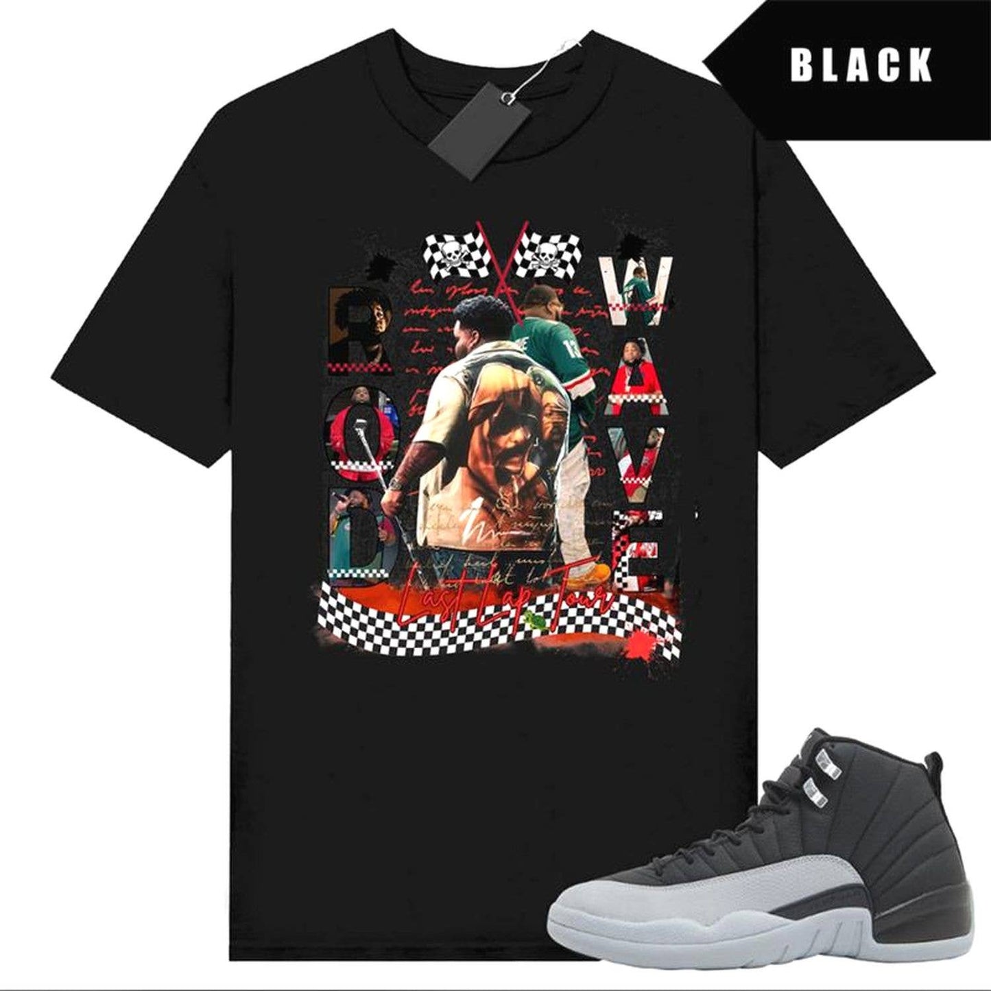 Aj 12 Wolf Grey Sneaker Match Tee - Rod Wave Tour Shirt