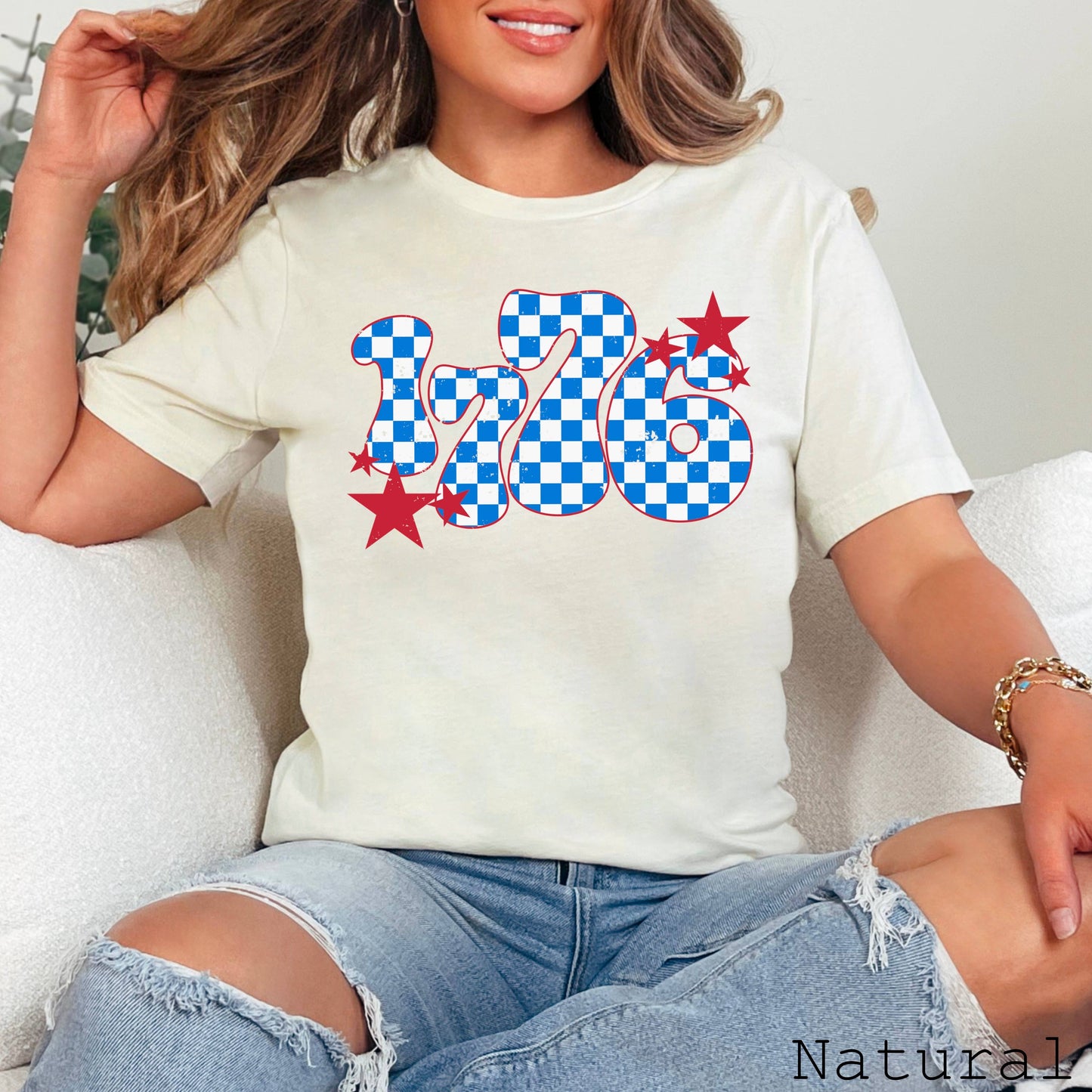 July 4th Graphic Tee | Checkered 1776 | Bella Canvas