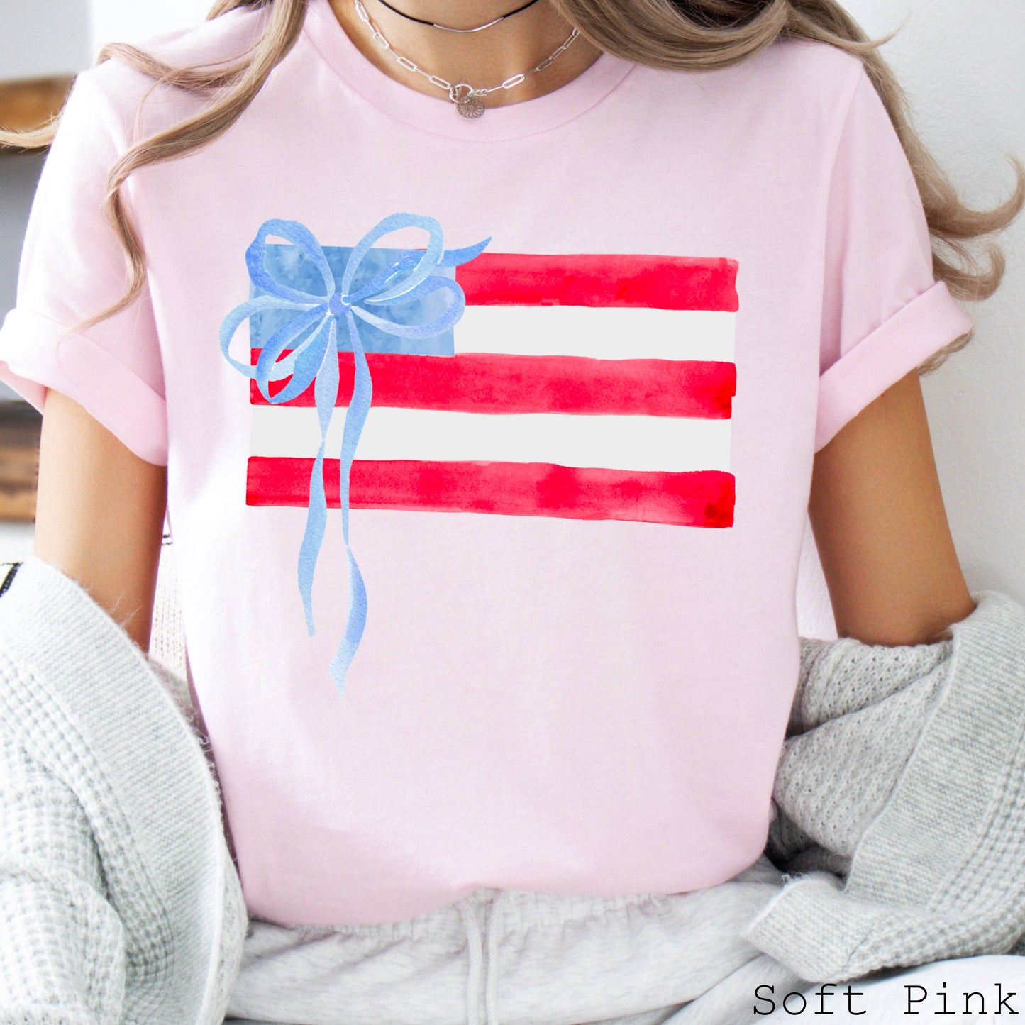July 4th Graphic Tee | Coquette USA Flag | Bella Canvas
