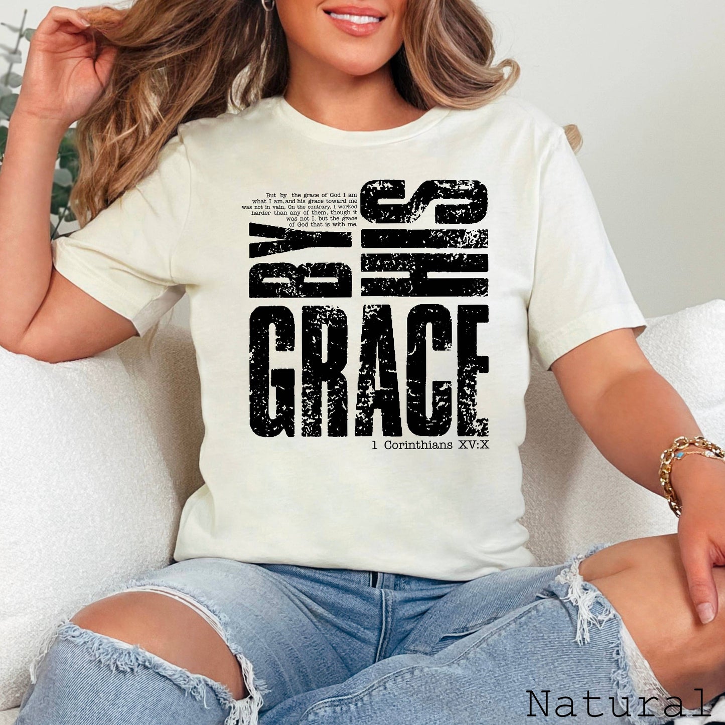 By His Grace Christian Graphic Tee | Bella Canvas