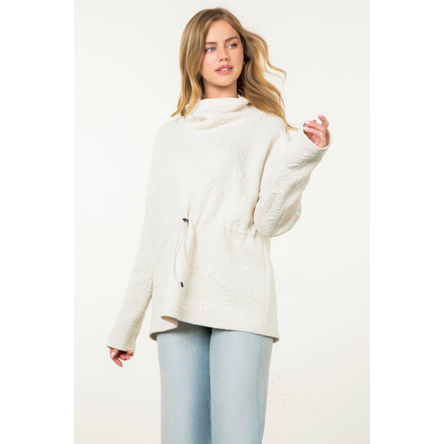 Cowl Neck Pullover Textured Sweater