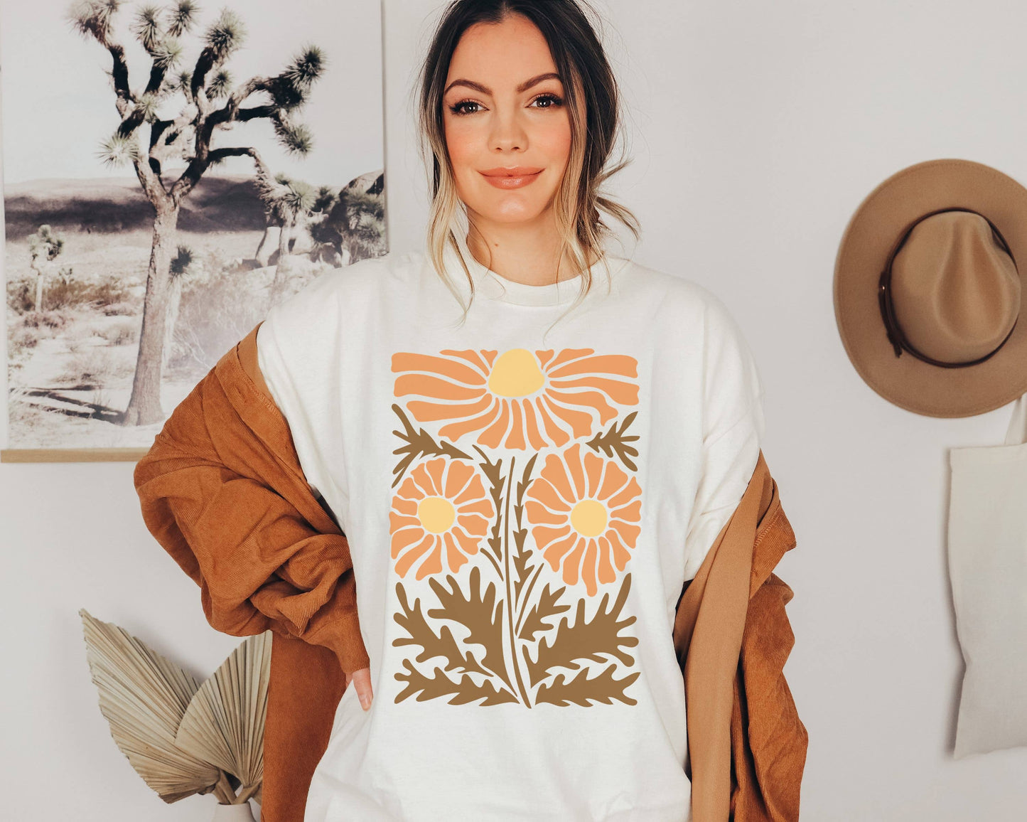 Fall Floral Marigolds Tee | Retro Fall Holiday Graphic Tees