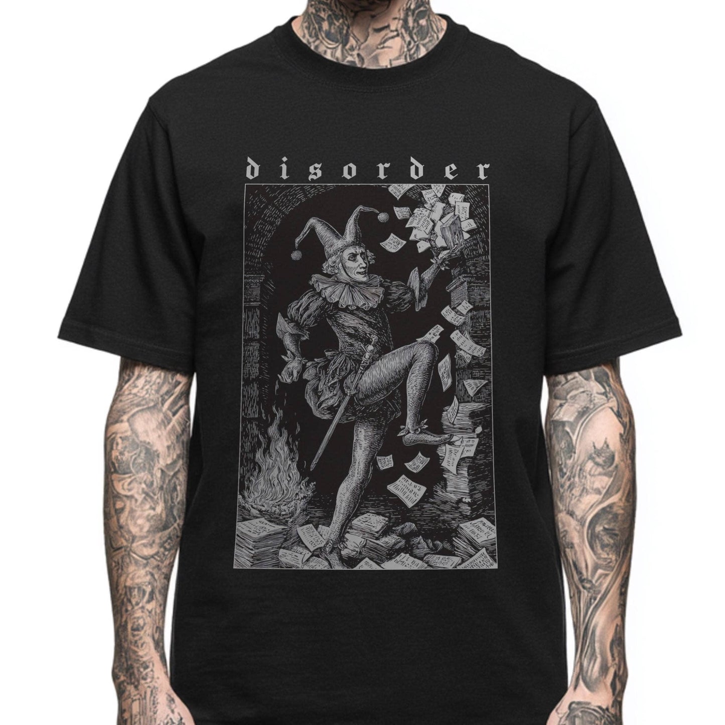 Jester Rebellion Law Scrolls - Gothic Medieval Occult Tee