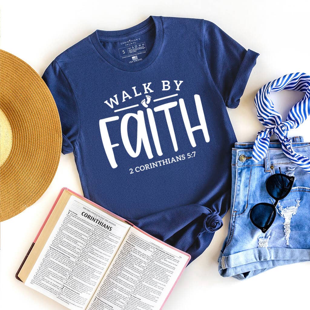 Walk By Faith Christian Graphic Shirt