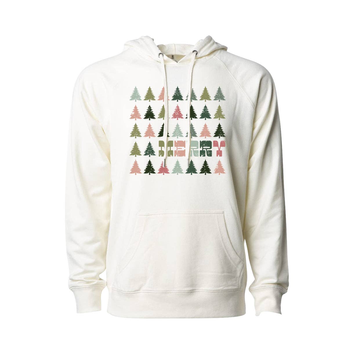 Merry Pastel Pattern Trees Hoodie
