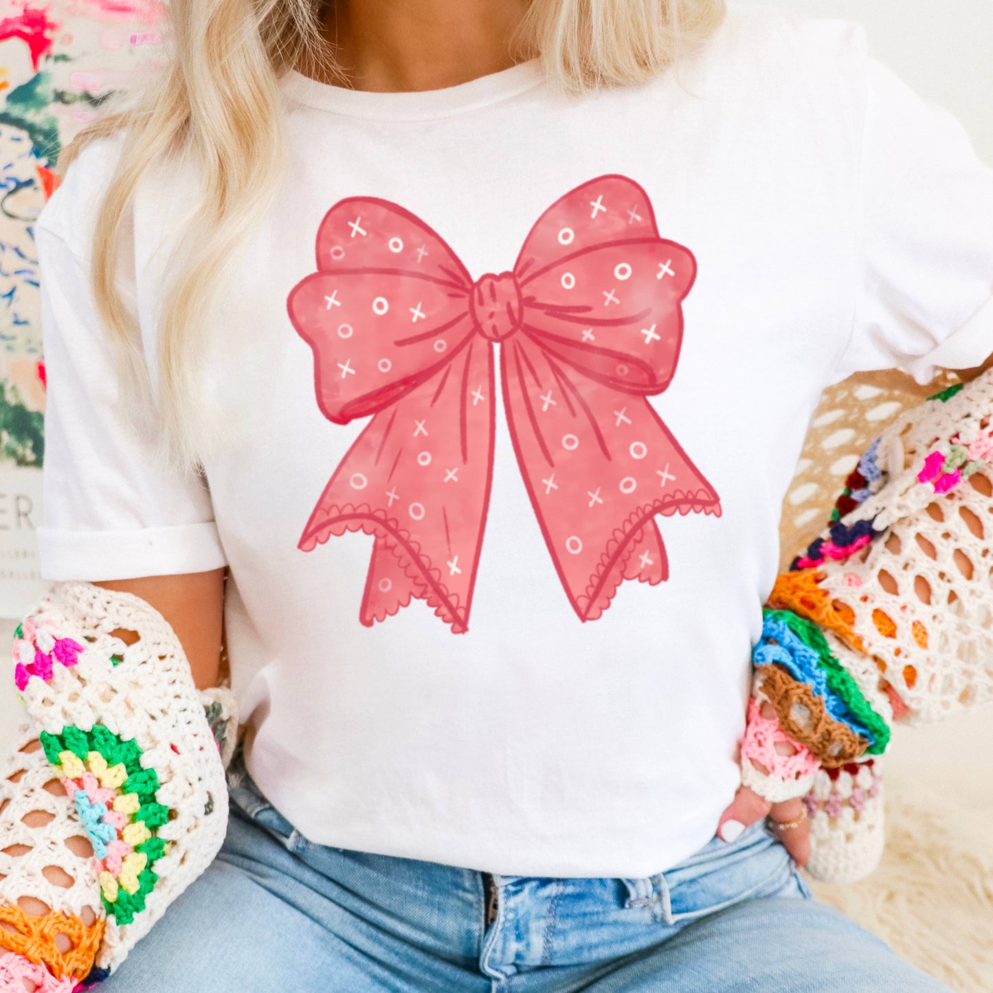 Xoxo Coquette Bow Graphic Shirt | Bella Canvas