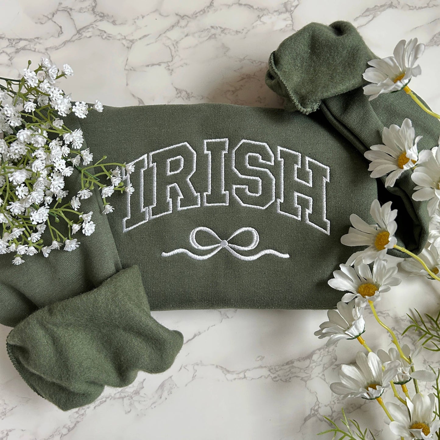 Embroidered Irish Coquette Bow Patrick's Day Sweatshirt