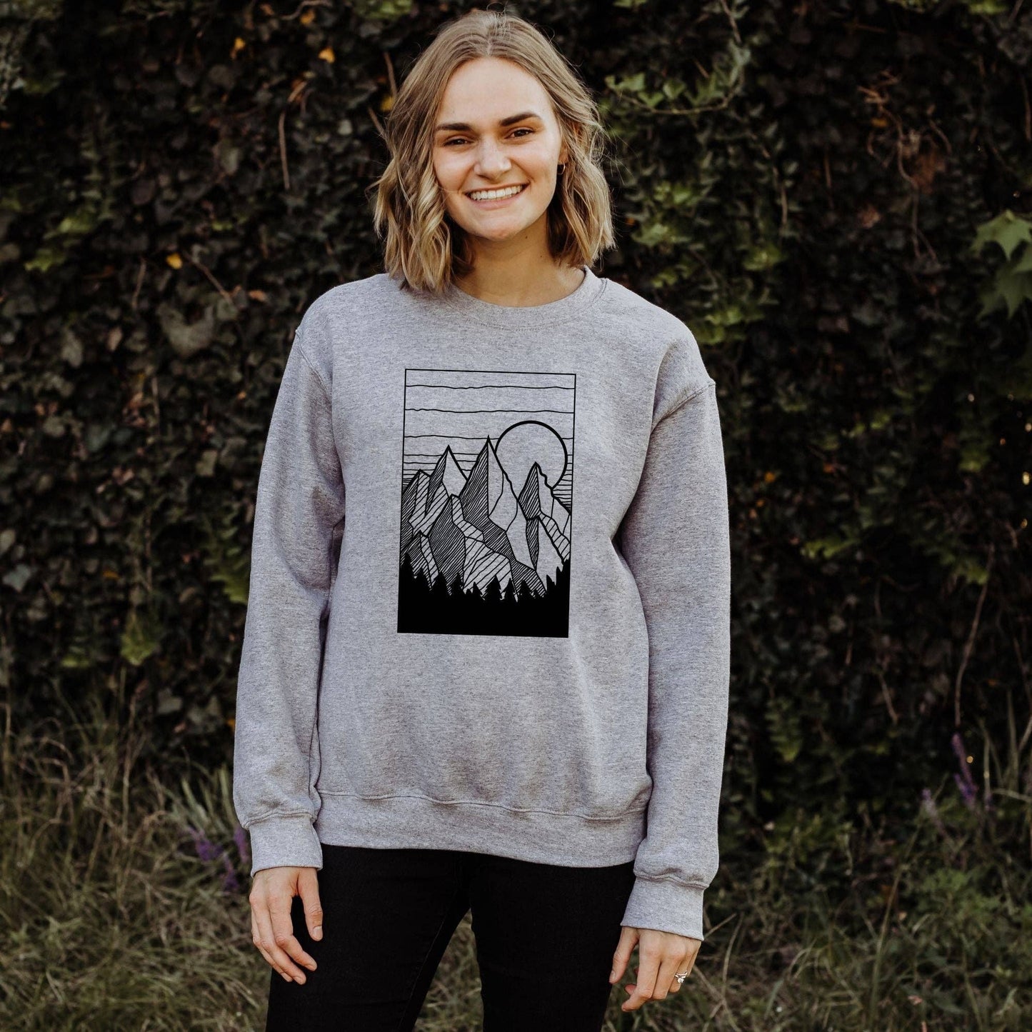 Rectangle Mountain Crewneck Sweatshirt Hoodie 033