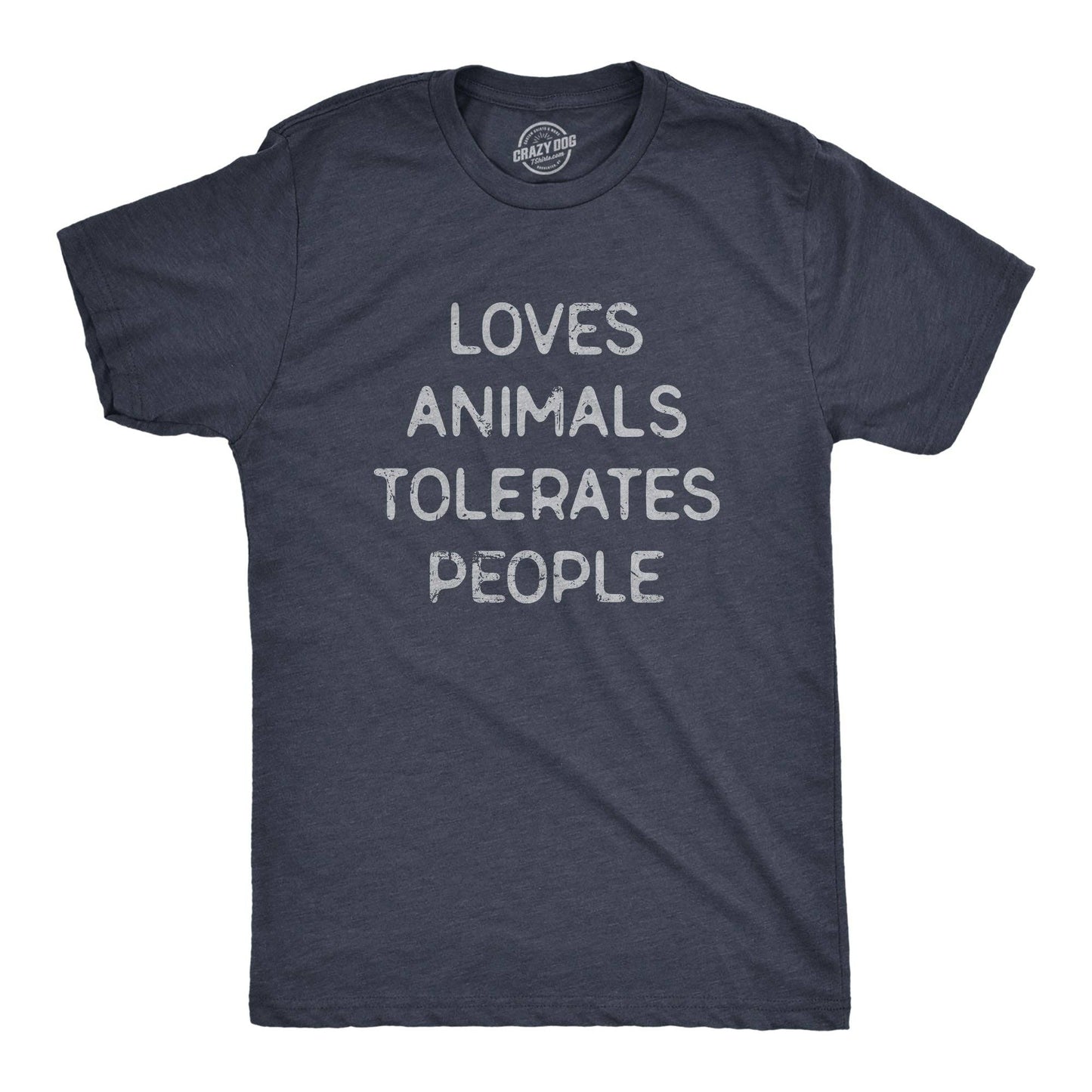 Loves Animals Tolerates People Men's Tshirt Animal Graphic