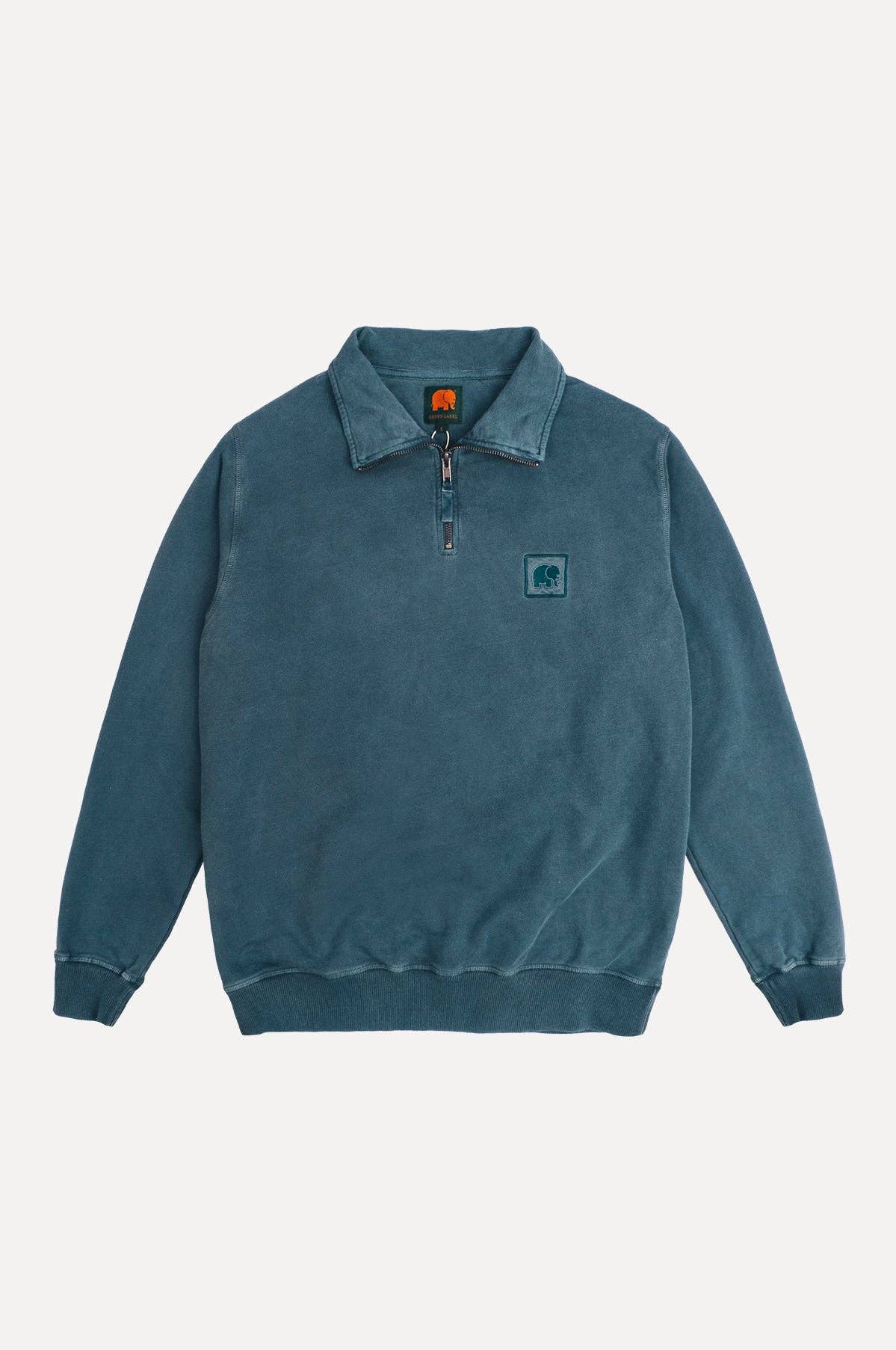 Sauce Pigment Dyed Quarter Zip Sweater Elm Green