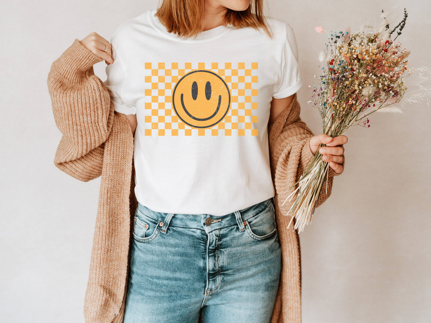 Checkered Smile Tee | Smile T Shirt
