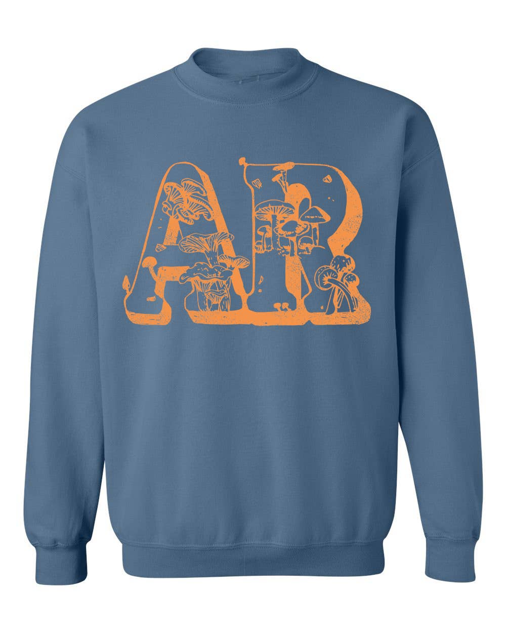 Arkansas Mushroom Indigo Blue Thrifted Graphic Sweatshirt