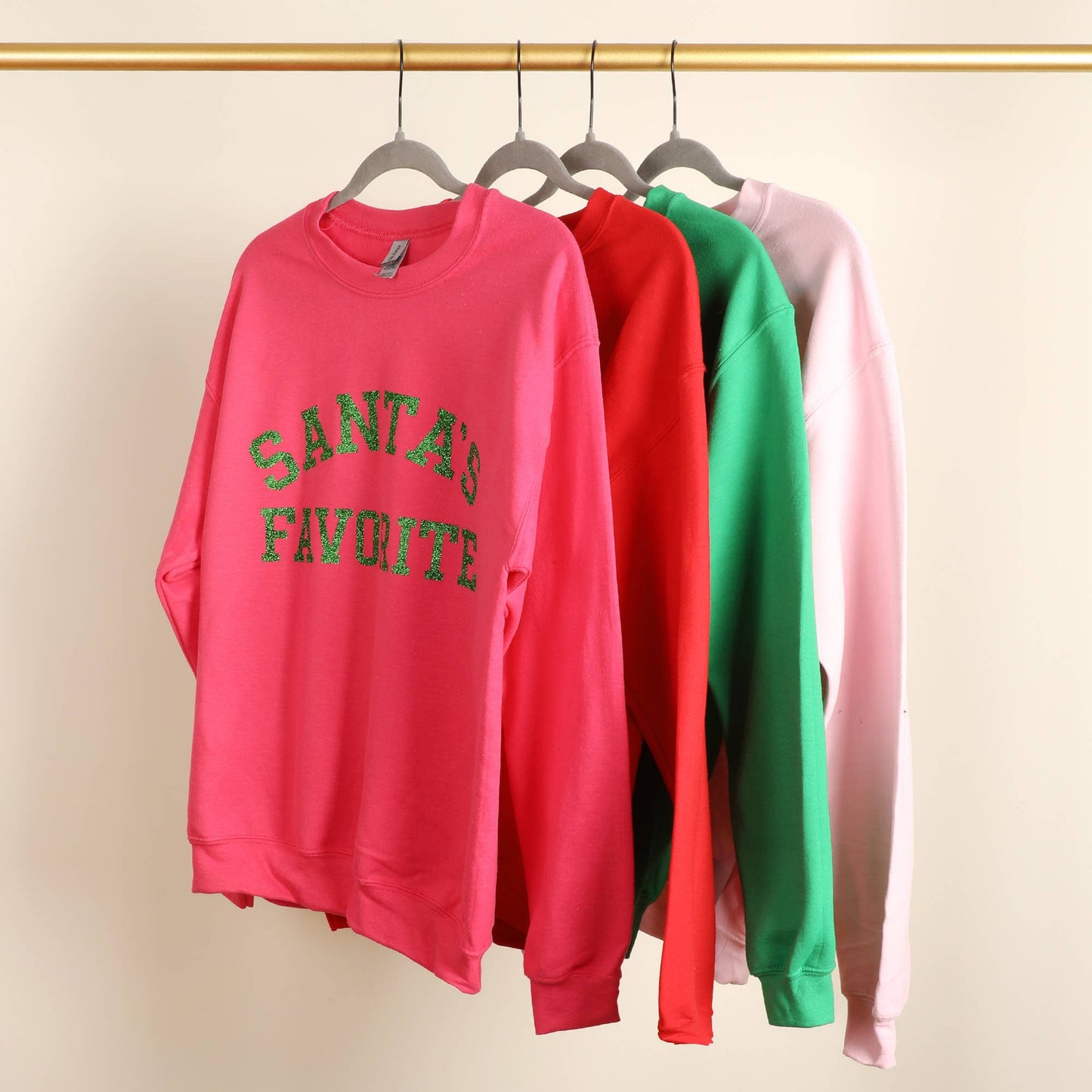 Santa's Favorite Glitter Logo Fleece Sweatshirt