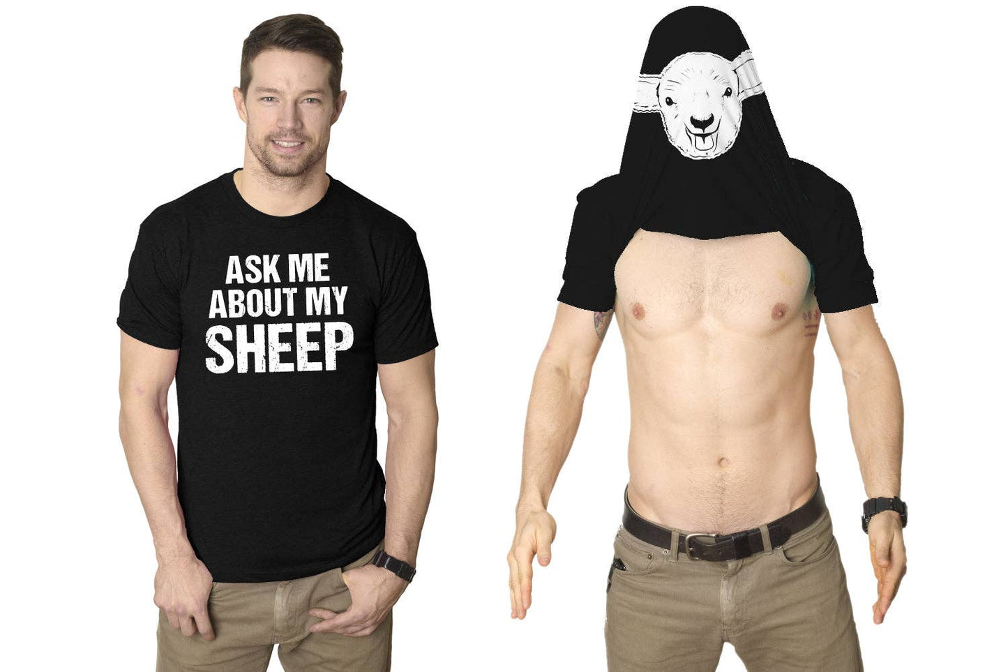 Ask Me About My Sheep Men's Tshirt Animal Graphic Tee