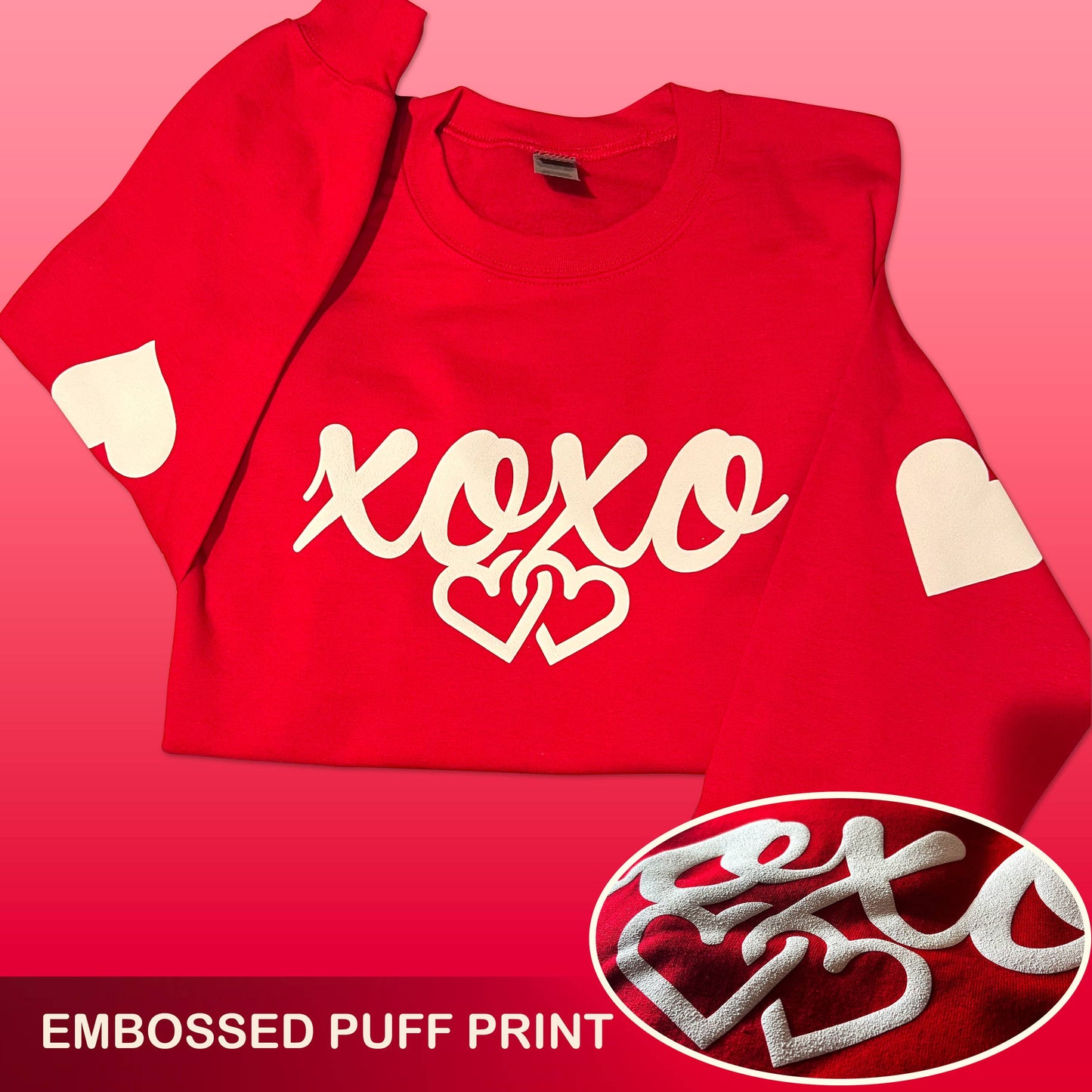 Xoxo Heart Sleeves - Puff Valentine's Day Sweatshirt