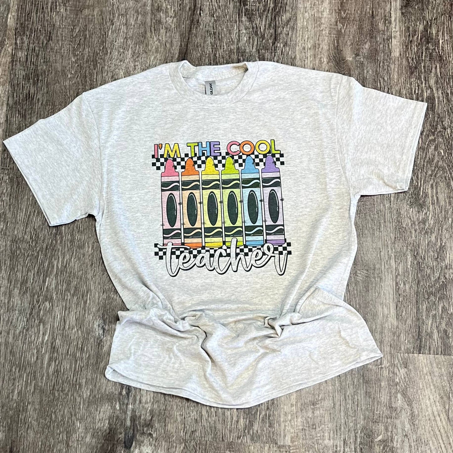 I’M the Cool Teacher Crayons On Ash Gray Tee