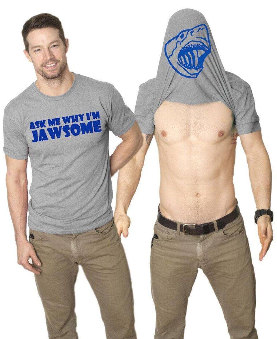 Ask Me Why I'm Jawsome Flip Men's Tshirt Shark Week Graphic