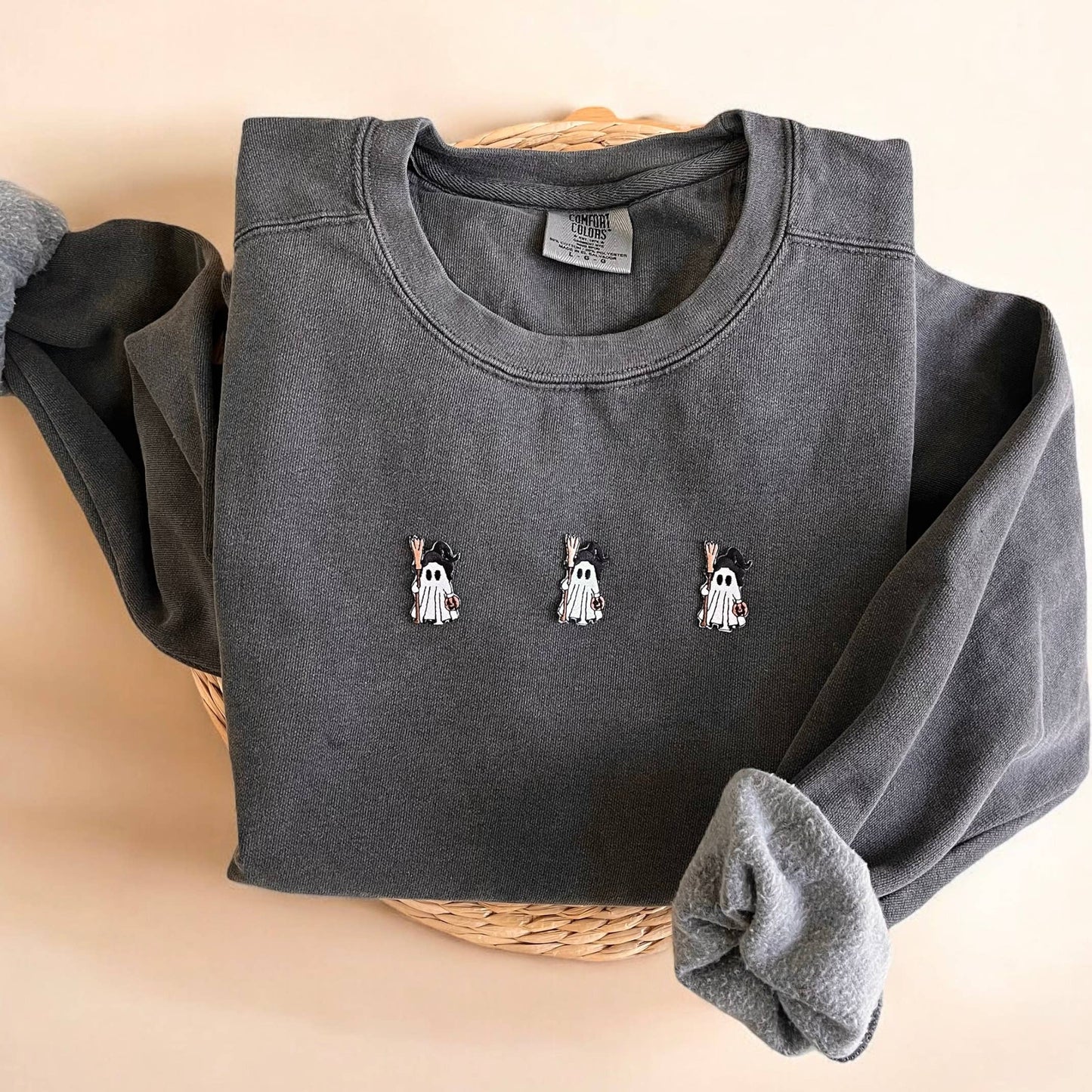 Comfort ColorsĀ® Ghost Sweatshirt, Halloween Sweatshirt Women