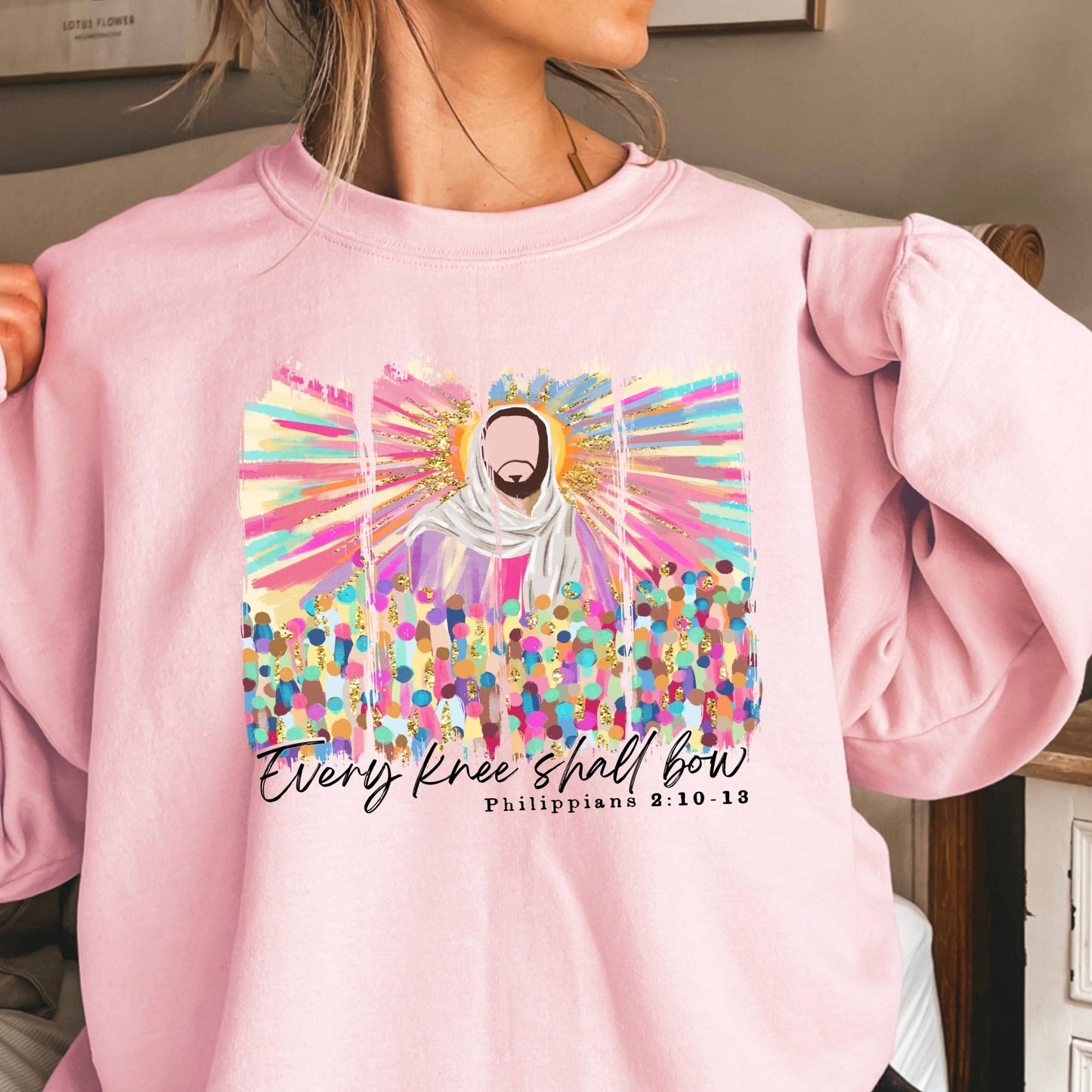 Every Knee Shall Bow Christian Sweatshirt | Gildan Brand