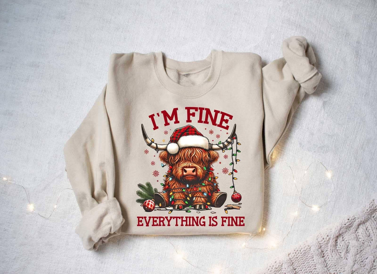 Festive Christmas Cow Sweatshirt - Funny Animals Holiday