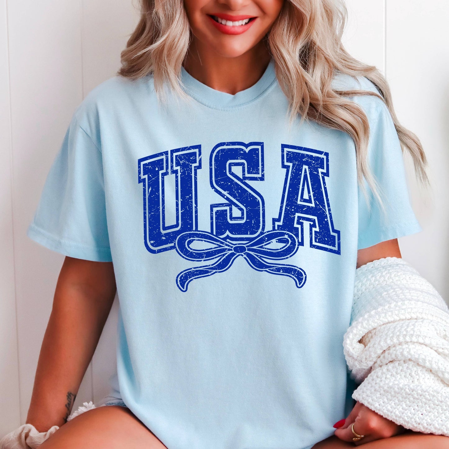USA July 4th Coquette Bow Graphic Shirt | Comfort Color