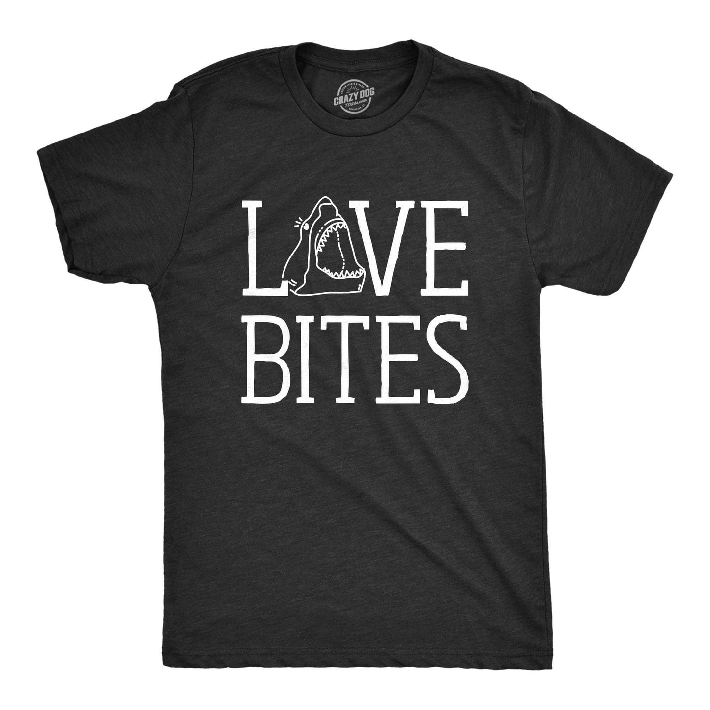 Love Bites Shark Men's Tshirt Valentine's Day Graphic Tee