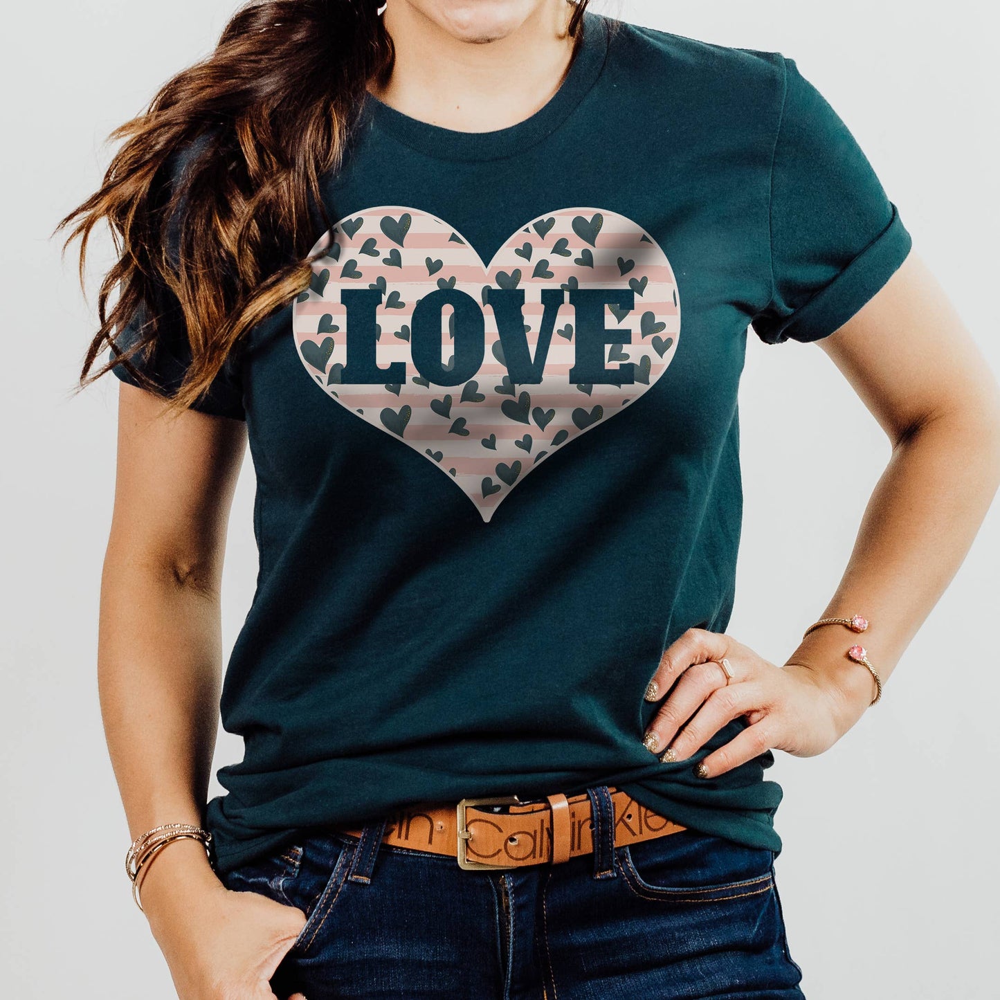 Love Striped Heart Tee | Valentine's Day | Sizes XS-2XL