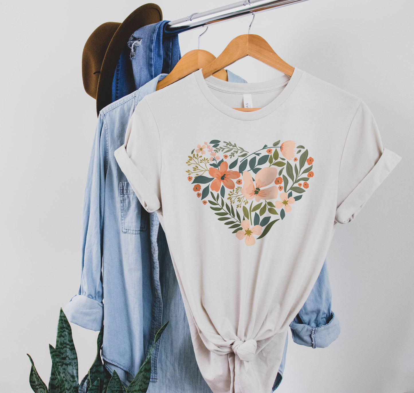 Floral Heart Peachy Tee | Floral | Sizes XS-2XL