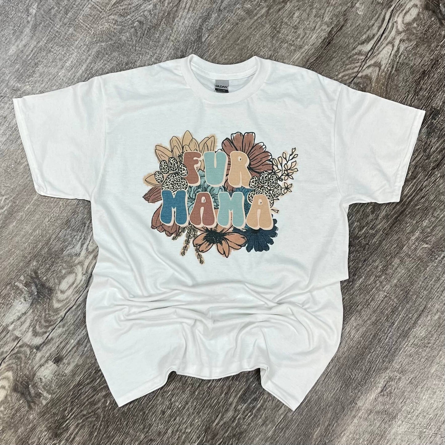 Fur Mama (Boho) On White Tee
