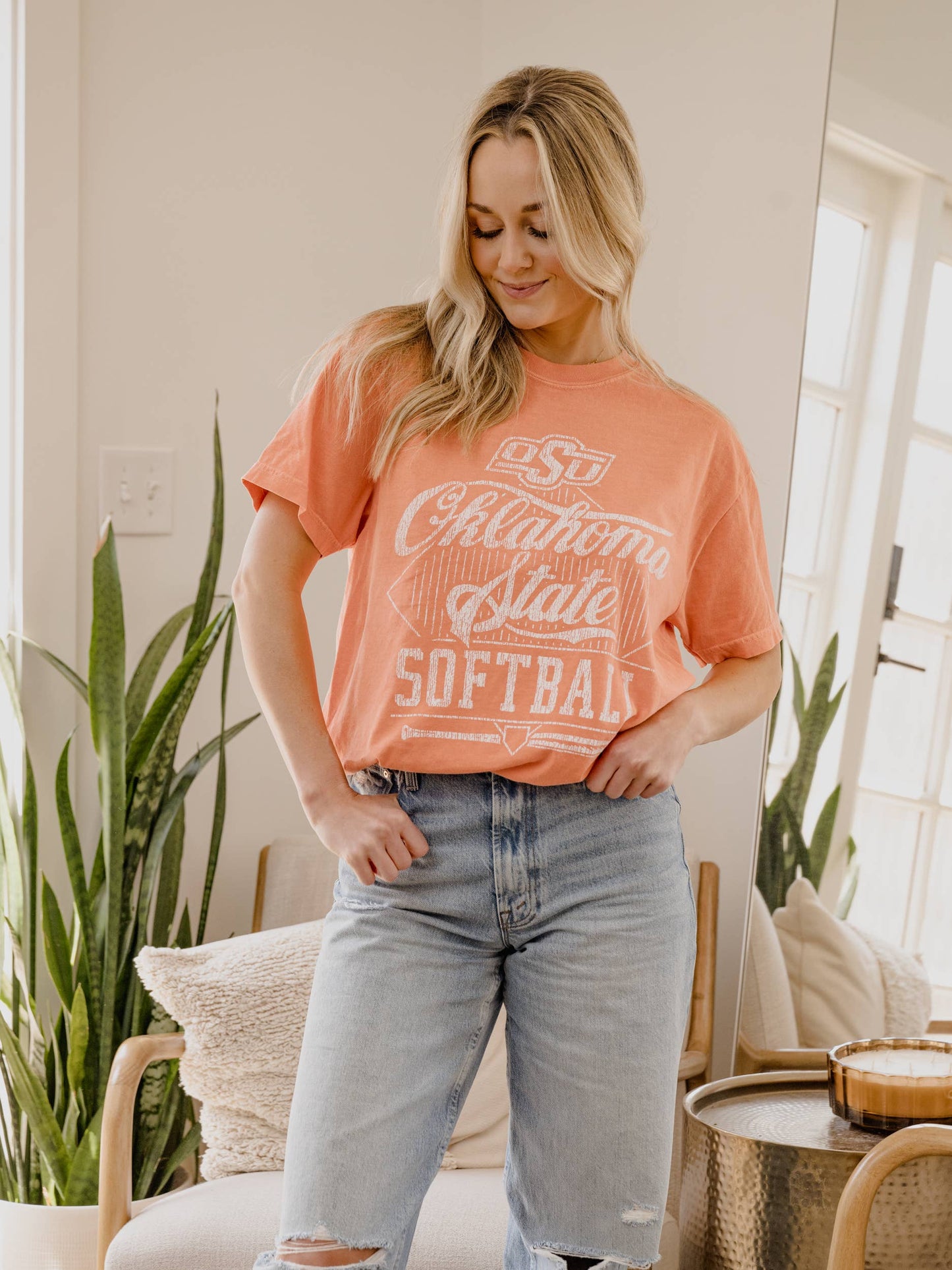 Osu Cowboys Softball Orange Comfort Colors Tee