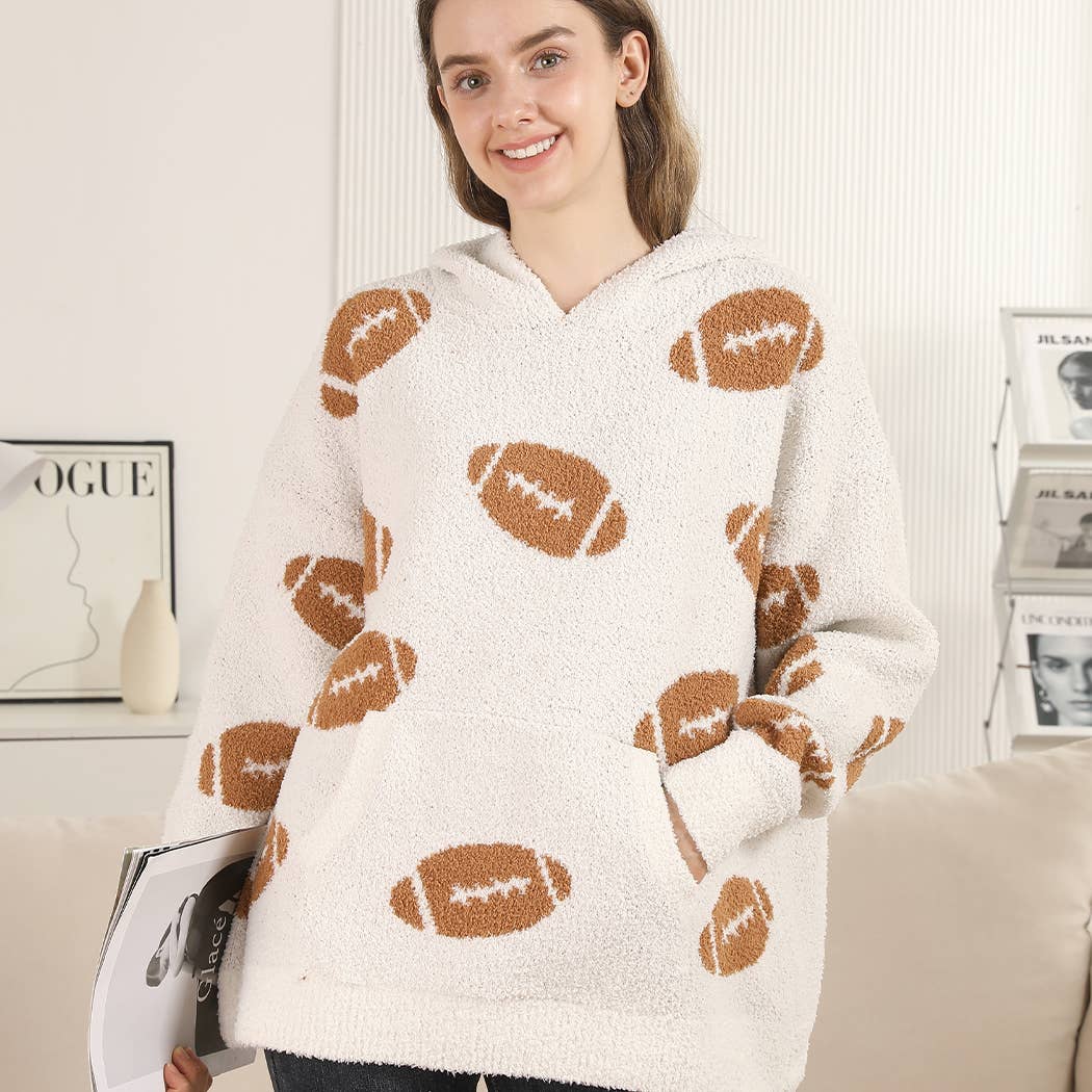 Football Pattern Hooded Sweater