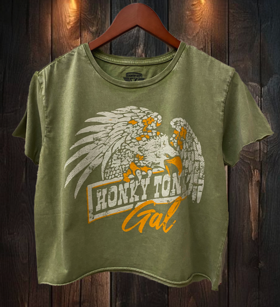Honky Tonk Gal Regular Cropped Acid Wash T-Shirt