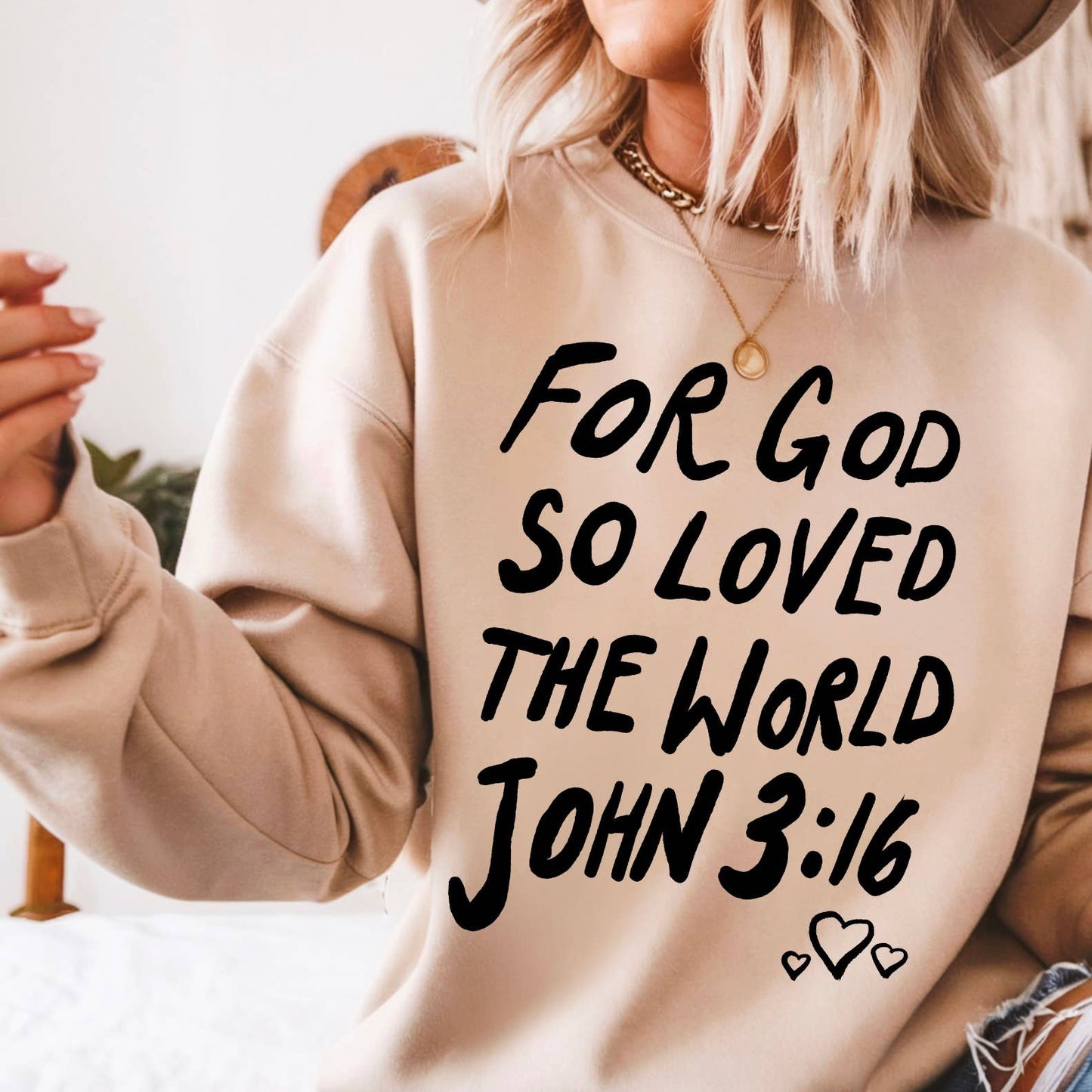 John 3:16 Graphic Sweatshirt | Christian | Valentine's Day