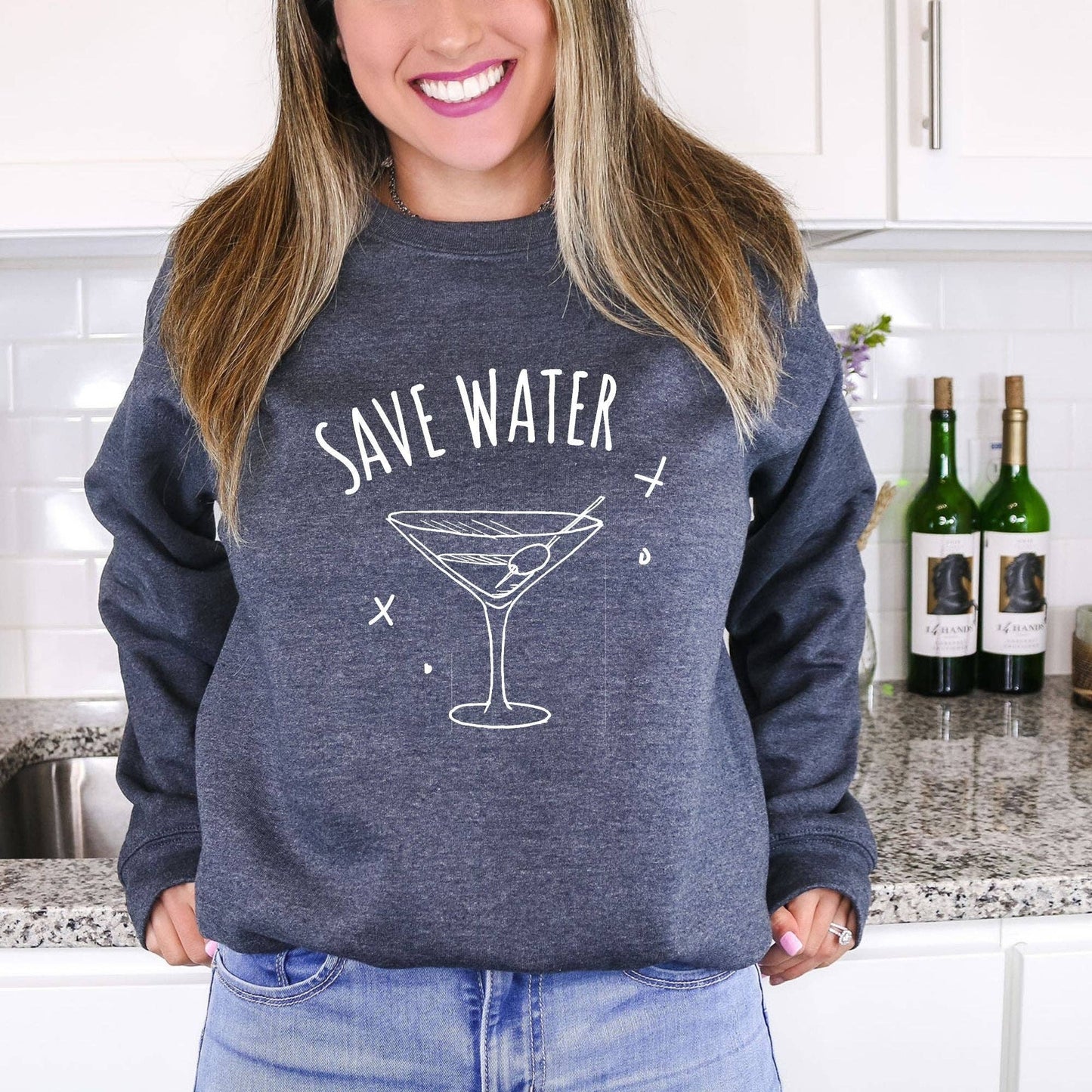 Save Water Drink Martini Crewneck Sweatshirt Hoodie 145