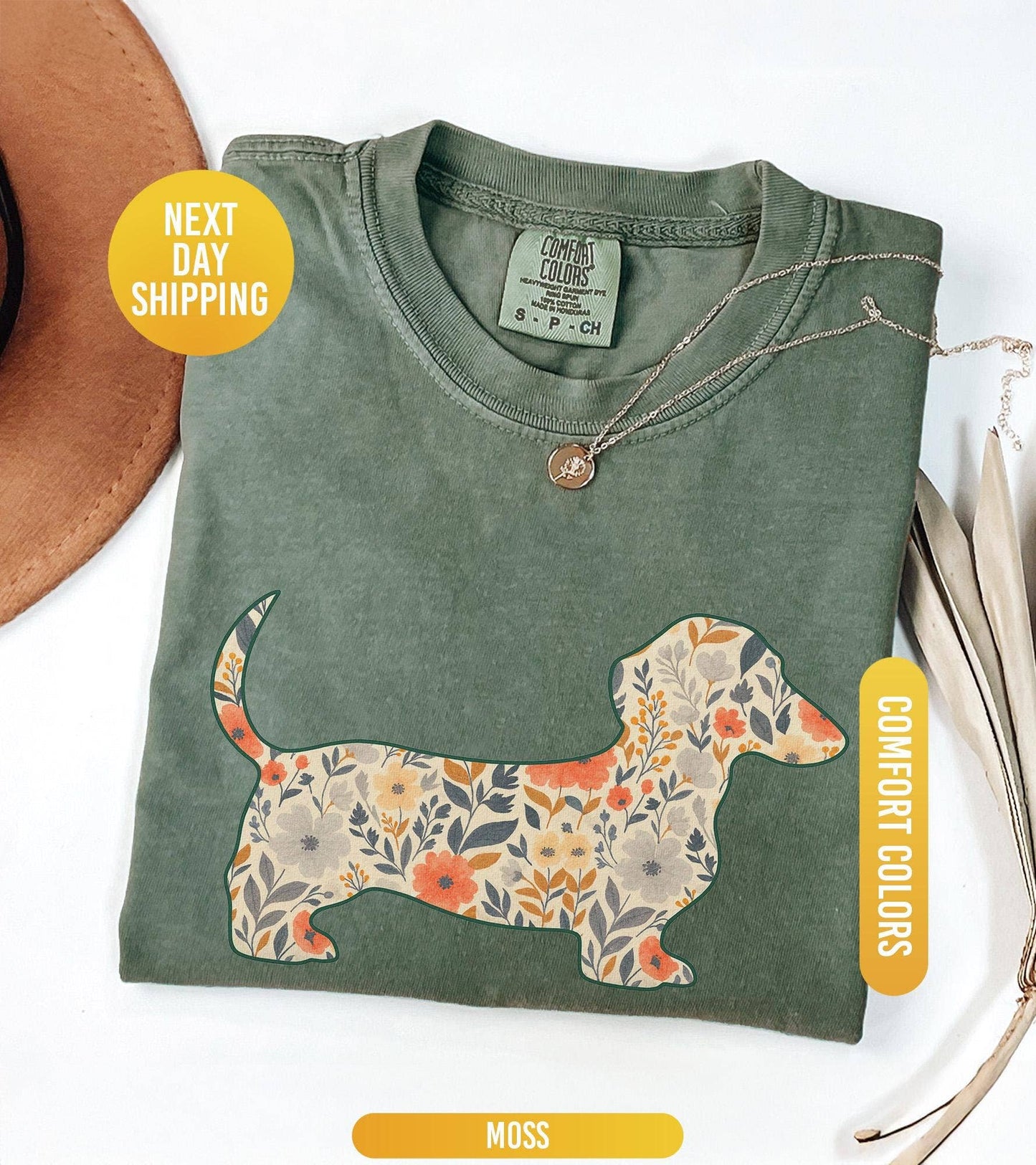 Floral Dachshund Tshirt, Gift For Wiener Dog Mom