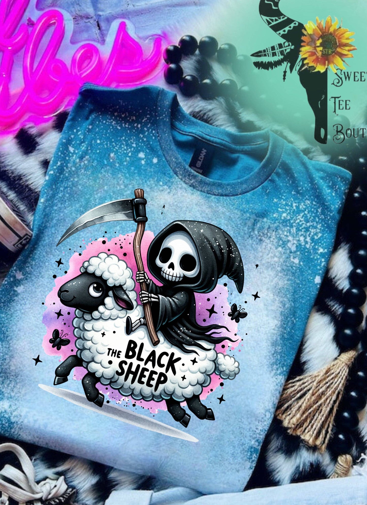 Black Sheep Dark Humor Bleached T-Shirt, Funny & Sarcastic