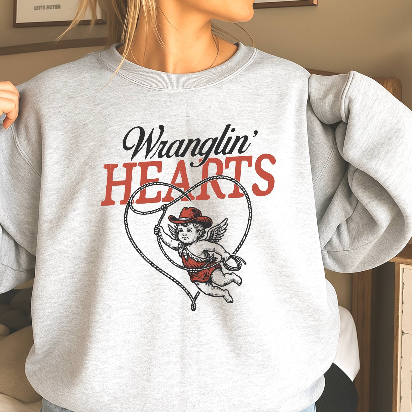 Wranglin Hearts ValentineāS Day Sweatshirt | Gildan Brand